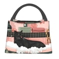 thumbnail image 1 of Yiaed Black Cat Pink Bathroom Print Lunch box lunch bag Portable Insulated Lunch Box for Women Men Cooler Tote Bag with Front Pocket for Work Picnic Travel, 1 of 6