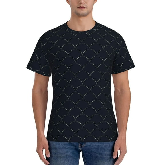 Yiaed Black Fish scales Print Mens Short Sleeve Tight Fit T-Shirt, Crewneck Casual Tee-Small