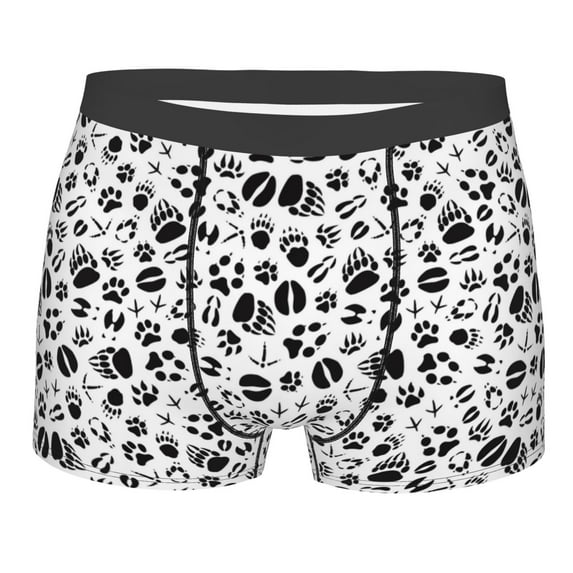Yiaed Black Footprints Print Men's Soft Cotton Boxer Shorts Breathable Boxers Underwear Moisture-Wicking Underwear Stretch Boxer Briefs for Man-X-Large