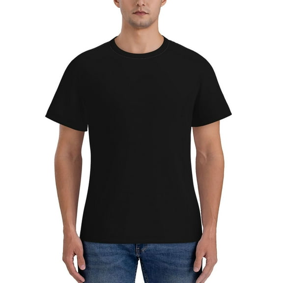 Yiaed Black Print Mens Short Sleeve Tight Fit T-Shirt, Crewneck Casual Tee-Medium
