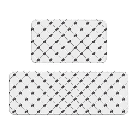 Yiaed Black Rabbit Kitchen Rugs Sets of 2 Kitchen Mats Cushioned Anti Fatigue Kitchen Rug Tapetes Para Cocina for Sink,Laundry Room