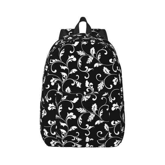 Yiaed Black White Leaves Print Backpack, Premium Laptop Backpack, Travel Backpack for Women, Lightweight Backpacks, Comfortable Back Pack-Small
