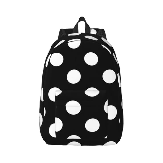 Yiaed Black and White Polka Dot Print Backpack, Premium Laptop Backpack, Travel Backpack for Women, Lightweight Backpacks, Comfortable Back Pack-Medium
