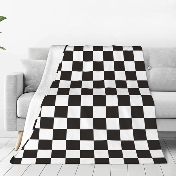 Yiaed Black and White Checkerboard Pattern Fleece Throw Blanket,Fleece Throw Blankets for Couch & Bed All Season Use -60"x50"