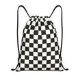 thumbnail image 1 of Yiaed Black and White Checkerboard Print Drawstring Bags Drawstring Backpack Bulk String Back Pack Gym Sport Bag-Medium, 1 of 5