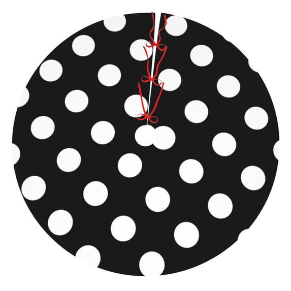 Yiaed Black and White Polka Dot Print Christmas Tree Skirt , Tree SkirtsTree Mat for Christmas Winter Holiday Indoor Decorations-36"