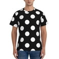 thumbnail image 1 of Yiaed Black and White Polka Dot Print Mens Short Sleeve Tight Fit T-Shirt, Crewneck Casual Tee-Small, 1 of 5