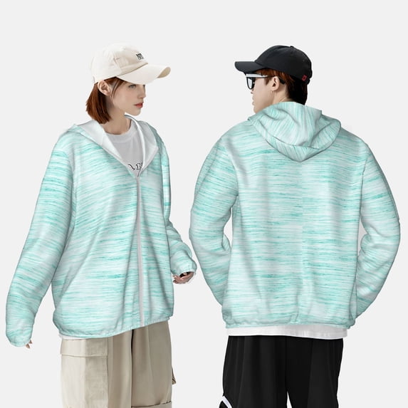Yiaed Blue Bright Print Sun Shirts UPF 50+ Protection Hoodie Rash Guard Shirt UV Shirt Long Sleeve Fishing Outdoor Lightweightase-3X-Large
