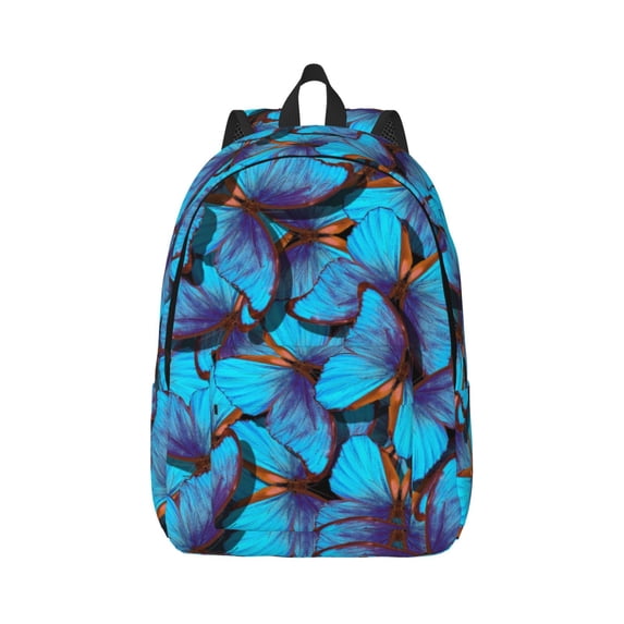 Yiaed Blue Butterflies Print Backpack, Premium Laptop Backpack, Travel Backpack for Women, Lightweight Backpacks, Comfortable Back Pack-Small
