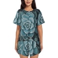 thumbnail image 1 of Yiaed Blue Color Cactus Print Short Sleeve Pajama Sets for Women Casual Crew Neck 2 Piece Lounge Sets Women's Short-Sleeved Pajama-X-Large, 1 of 5