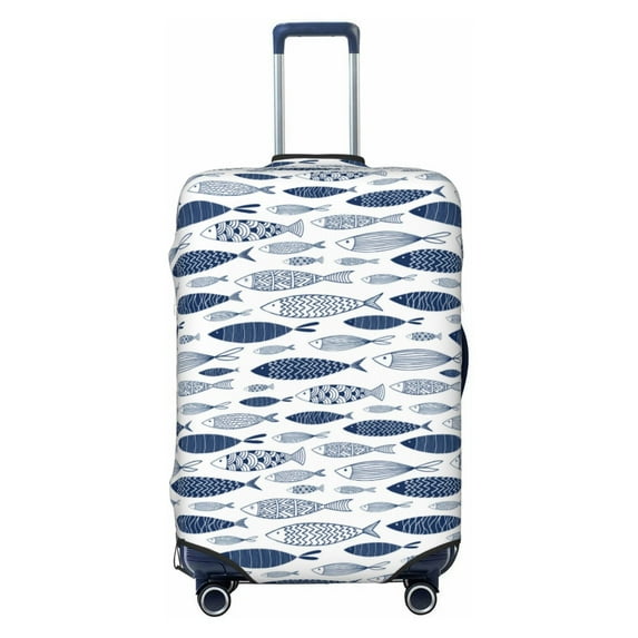 Yiaed Blue Fish Print Travel Luggage Cover Suitcase Protector Fits 18-32 Inch Luggage Wheel Covers Patterned Elastic Luggage Anti-scratch(No luggage)-X-Large