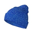 thumbnail image 1 of Yiaed Blue Glitter Print Winter Beanie for Men Women, Fleece Lined Beanie Soft Warm Knit Hat Ski Stocking Cuffed Ca, 1 of 6