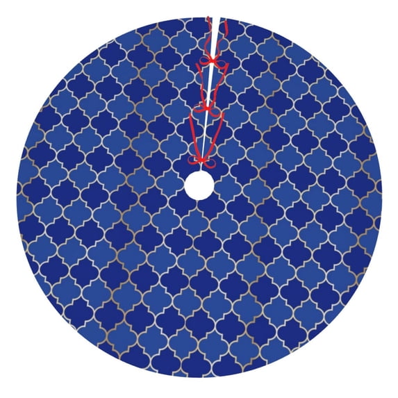 Yiaed Blue Lantern Shapes Print Christmas Tree Skirt , Tree SkirtsTree Mat for Christmas Winter Holiday Indoor Decorations-48"