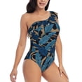 thumbnail image 1 of Yiaed Blue Leaves A Print Women One Piece Swimsuits Tummy Control One Shoulder Bathing Suits Pattern Ruffle Swimwear-Large, 1 of 8