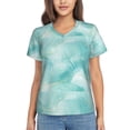 thumbnail image 1 of Yiaed Blue Marble Print Women's T Shirt V-Neck Short Sleeve Shirt Casual Breathable Tee Summer Tops-Small, 1 of 5