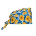 thumbnail image 1 of Yiaed Blue Ocean Wave Sunflower Print Turban Hat for Women Men Comfortable Adjustable Cleaning Working Cap with Sweatband, 1 of 4