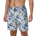thumbnail image 1 of Yiaed Blue Paisley Print Mens Swim Trunks Bathing Suit Compression Liner Beach Swim Shorts Swimwear Quick Dry Zipper Pocket No-Chafing Board Short-, 1 of 6