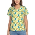 thumbnail image 1 of Yiaed Blue Rabbit Print Women's T Shirt V-Neck Short Sleeve Shirt Casual Breathable Tee Summer Tops-XX-Large, 1 of 5
