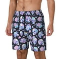 thumbnail image 1 of Yiaed Blue Skull Flower Print Mens Swim Trunks Bathing Suit Compression Liner Beach Swim Shorts Swimwear Quick Dry Zipper Pocket No-Chafing Board Short-Large, 1 of 6