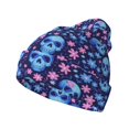 thumbnail image 1 of Yiaed Blue Skull Flower Print Winter Beanie for Men Women, Fleece Lined Beanie Soft Warm Knit Hat Ski Stocking Cuffed Ca, 1 of 6