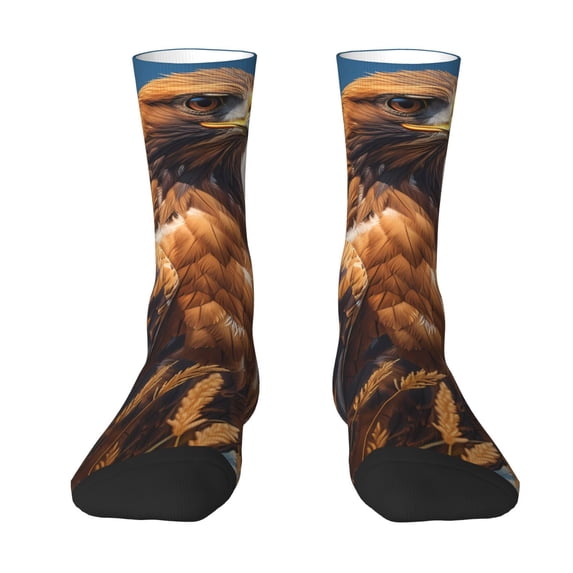 Yiaed Blue Sky White Cloud Eagle Print Great elasticity Crew Socks Sports socks for Men and Women