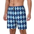 thumbnail image 1 of Yiaed Blue Squares Print Mens Swim Trunks Bathing Suit Compression Liner Beach Swim Shorts Swimwear Quick Dry Zipper Pocket No-Chafing Board Short-Medium, 1 of 6