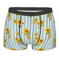 thumbnail image 1 of Yiaed Blue White Striped Sunflower Print Men's Soft Cotton Boxer Shorts Breathable Boxers Underwear Moisture-Wicking Underwear Stretch Boxer Briefs for Man-Small, 1 of 5
