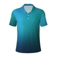 thumbnail image 1 of Yiaed Blue to turquoisePrint Men's Short Sleeve Polo Shirt,Golf Polo for Men Three-Button Golf Shirt Athletic Casual Collared T-Shirt- Medium, 1 of 7