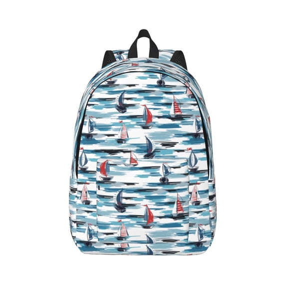 Yiaed Boat In Ocean Print Backpack, Premium Laptop Backpack, Travel Backpack for Women, Lightweight Backpacks, Comfortable Back Pack-Small