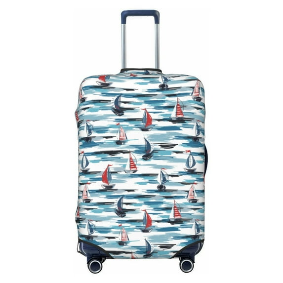 Yiaed Boat In Ocean Print Travel Luggage Cover Suitcase Protector Fits 18-32 Inch Luggage Wheel Covers Patterned Elastic Luggage Anti-scratch(No luggage)-Large