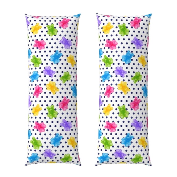 Yiaed Body Pillow Cover, Ultra Soft Microfiber Pillowcases, Breathable Long Pillow Case, Envelope Closure-Bear And Polka Dot (20x54 inch)(Pillow core not included)
