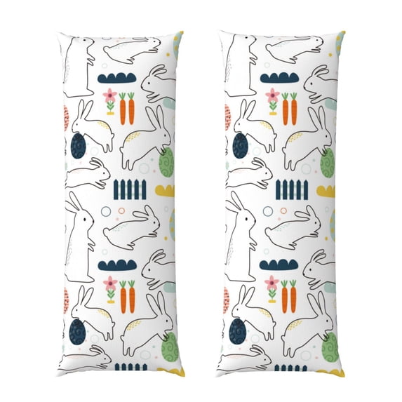Yiaed Body Pillow Cover, Ultra Soft Microfiber Pillowcases, Breathable Long Pillow Case, Envelope Closure-Easter Rabbit (20x54 inch)(Pillow core not included)