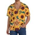 thumbnail image 1 of Yiaed Bohemian Sunflower Print Mens Casual Wrinkle Free Shirts Short Sleeve Button Down Summer Stretch Dress Shirt-3X-Large, 1 of 5