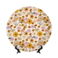 thumbnail image 1 of Yiaed Boho Flowers Print Bone China Decorative Plate Ceramic Dinner Plates Art Crafts with Display Stand-7in, 1 of 6