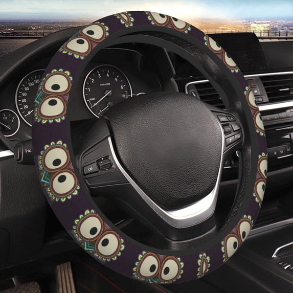 Yiaed Boho Owl Steering Wheel Cover,Universal 15 Inch Anti Slip Steering Wheel Protector Car Accessories Interior for Auto Truck SUV