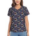 thumbnail image 1 of Yiaed Boho Style Sunflowers Design Print Women's T Shirt V-Neck Short Sleeve Shirt Casual Breathable Tee Summer Tops-X-Large, 1 of 5