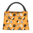 thumbnail image 1 of Yiaed Bold Black and White Leaves Orange Print Lunch box lunch bag Portable Insulated Lunch Box for Women Men Cooler Tote Bag with Front Pocket for Work Picnic Travel, 1 of 6