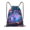 thumbnail image 1 of Yiaed Book Glowing Mushrooms Print Drawstring Bags Drawstring Backpack Bulk String Back Pack Gym Sport Bag-Medium, 1 of 5