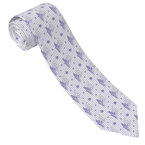 Yiaed Bouquet and Lavender Flowers Print Men's Ties Silk Business Necktie for Husband Father Valentine's day Father's Day Gift