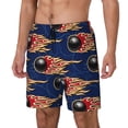 thumbnail image 1 of Yiaed Bowling Ball And Flame Print Mens Swim Trunks Bathing Suit Compression Liner Beach Swim Shorts Swimwear Quick Dry Zipper Pocket No-Chafing Board Short-3X-Large, 1 of 6