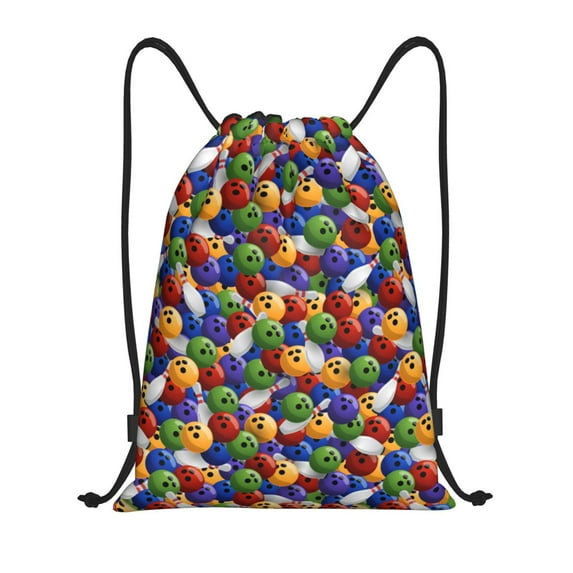 Yiaed Bowling Colorful Print Drawstring Bags Drawstring Backpack Bulk String Back Pack Gym Sport Bag-Medium