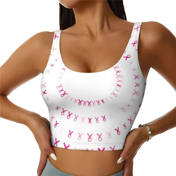 Yiaed Breast Cancer Awareness (4) Print Ladies Waistcoat Women Sports Vest Vest Sports Women Sports Top Yoga Vest for women-Large