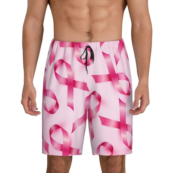 Yiaed Breast Cancer Ribbons Awareness for Men's Soft Sleep Pajama Short Lounging Pajama Shorts-4X-Large