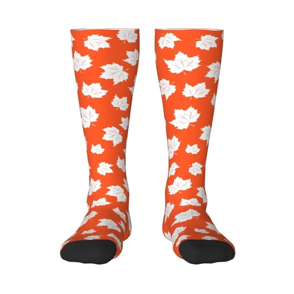 Yiaed Bright Autumn Leaves Charm Print Great elasticity Adult Stockings Sports socks for Men and Women