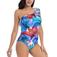 thumbnail image 1 of Yiaed Bright Flowers Print Women One Piece Swimsuits Tummy Control One Shoulder Bathing Suits Pattern Ruffle Swimwear-XX-Large, 1 of 8