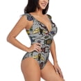 thumbnail image 1 of Yiaed Bright Insects Print Women's Ruffled One Piece Swimsuit V Neck Swimwear Slimming Monokini for Woman-Large, 1 of 8