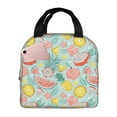 thumbnail image 1 of Yiaed Bright Peach Print Insulated Lunch Bag Reusable Cute Tote Lunch Box, Leakproof Cooler Lunch Bags for Work Office Travel School Picnic, 1 of 5