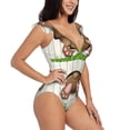 thumbnail image 1 of Yiaed Brown Bunny Print Women's Ruffled One Piece Swimsuit V Neck Swimwear Slimming Monokini for Woman-Small, 1 of 8