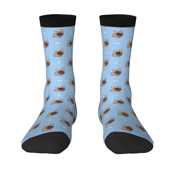 Yiaed Brown French Bulldog Print Great elasticity Crew Socks Sports socks for Men and Women