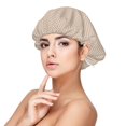 thumbnail image 1 of Yiaed Brown Gingham Print Satin Bonnet Silk Bonnet Hair Bonnet for Sleeping Hair Bonnets, 1 of 6